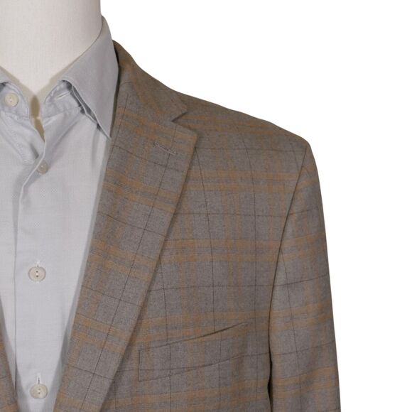 TOMMY HILFIGER Mens Sport Coat Blazer Mens 48R Beige Plaid - Picture 1 of 14